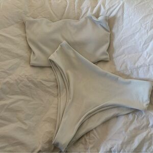 White two piece swimsuit.